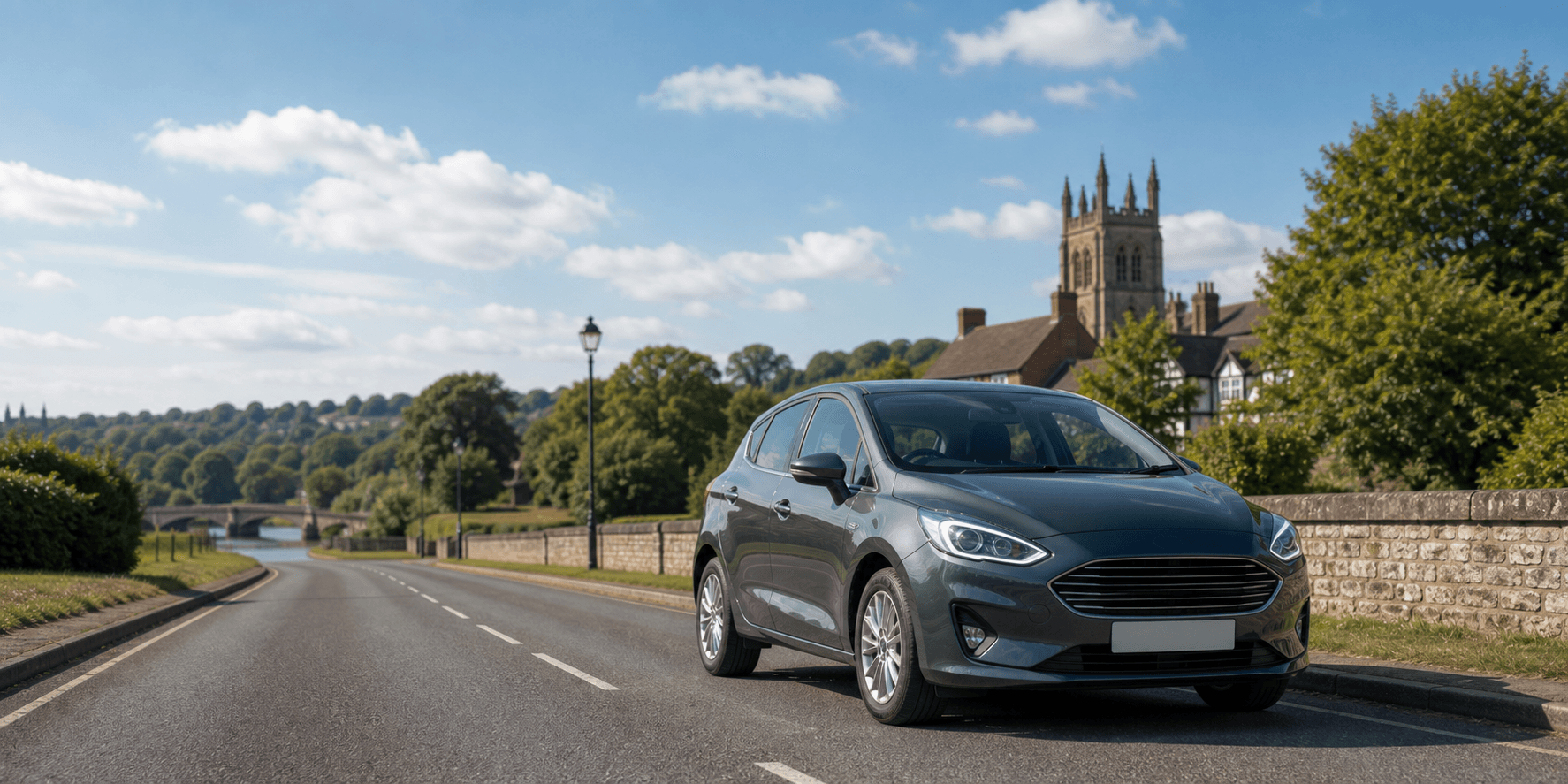 Compact hire car ready for practical travel around Gloucester